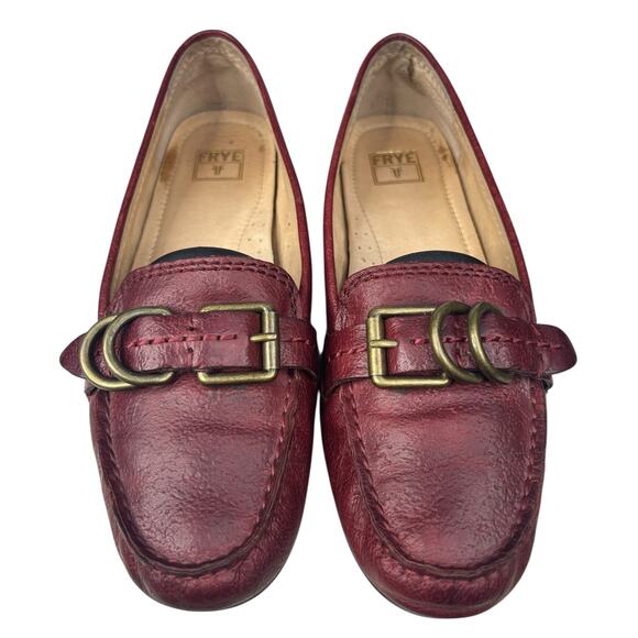 Frye Women’s Brown Leather Slip On Buckle Loafers Size US 8 - Picture 7 of 11